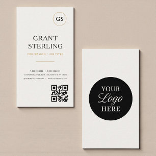 Carte De Visite Code QR Logo Élégant Minimaliste Professionnel
