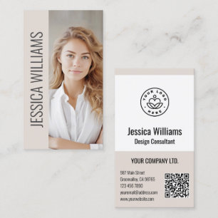 Carte De Visite Code QR Logo Entreprise Moderne Professionnel Beig