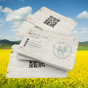 Carte De Visite Code QR LOGO Ferme de mouton d'agneau rustique Ver