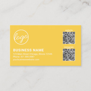Carte De Visite Code QR Logo Jaune Professionnel Moderne