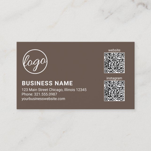 Carte De Visite Code QR Logo Marron Professionnel Moderne (Devant)