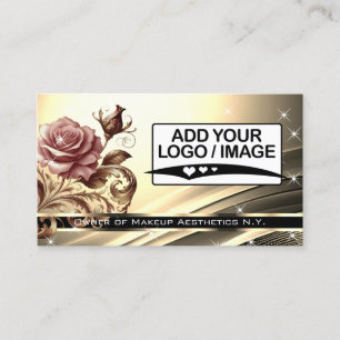 Carte De Visite Code QR Logo Modèle Deluxe Rose d'or Luxe