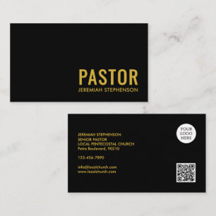 Carte De Visite Code QR Logo Or Noir Minimal PASTEUR