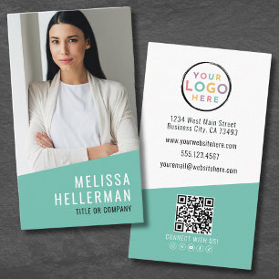 Carte De Visite Code QR Logo Photo Moderne Professionnel Vertical