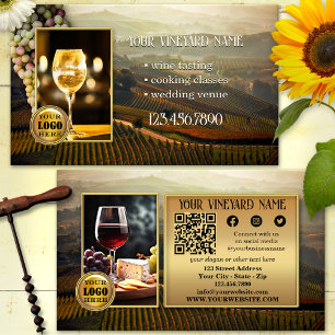 Carte De Visite Code QR Logo Photo Réseaux Sociaux Vin Vignoble