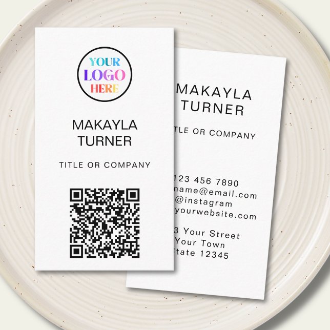 Carte De Visite Code QR Logo Professionnel d'Entreprise (Créateur téléchargé)