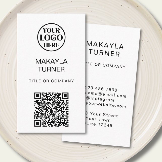 Carte De Visite Code QR Logo Professionnel d'Entreprise (Créateur téléchargé)