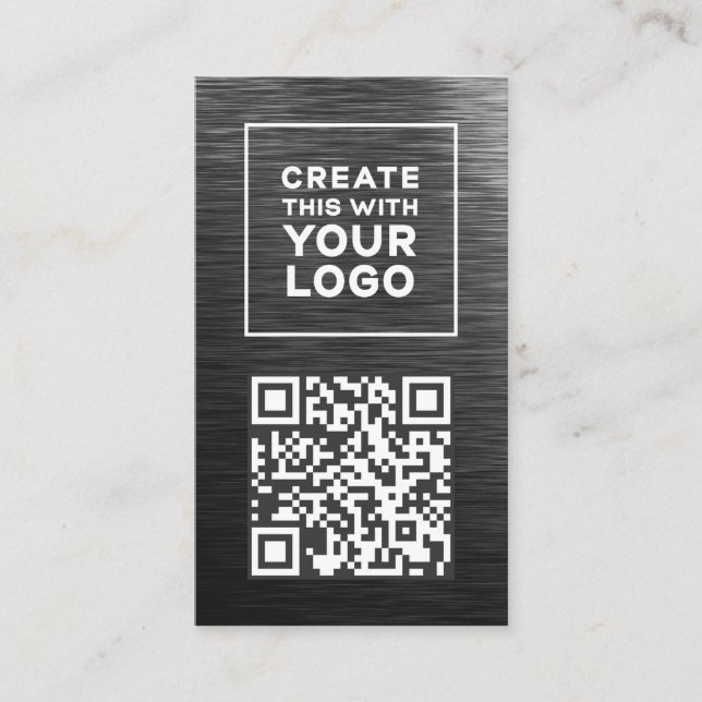 Carte De Visite Code QR Logo Revêtement métallique Moderne Vertica (Devant)