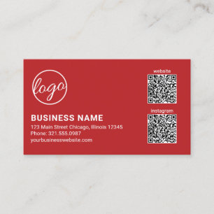 Carte De Visite Code QR Logo Rouge Professionnel Moderne