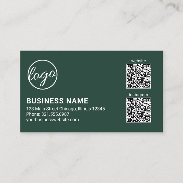 Carte De Visite Code QR Logo Vert Forêt Professionnel Moderne (Devant)