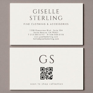 Carte De Visite Code QR Luxueux Boutique Mode Ivoire