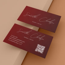Code QR manuscrit élégant moderne bordeaux