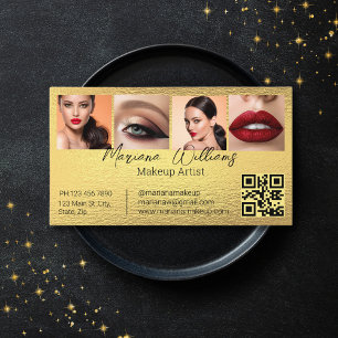 Carte De Visite code qr maquillage artiste 4 photos collage feuill