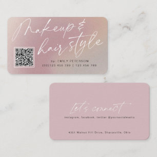 Carte De Visite Code QR maquillage chic moderne et coiffure