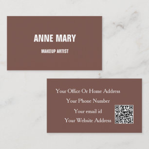 Carte De Visite Code QR Maquilleuse Coiffeuse Terracotta