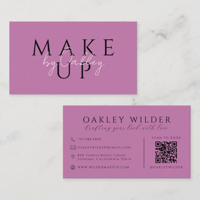 Carte De Visite Code QR Maquilleuse Lilas (Devant / Derrière)