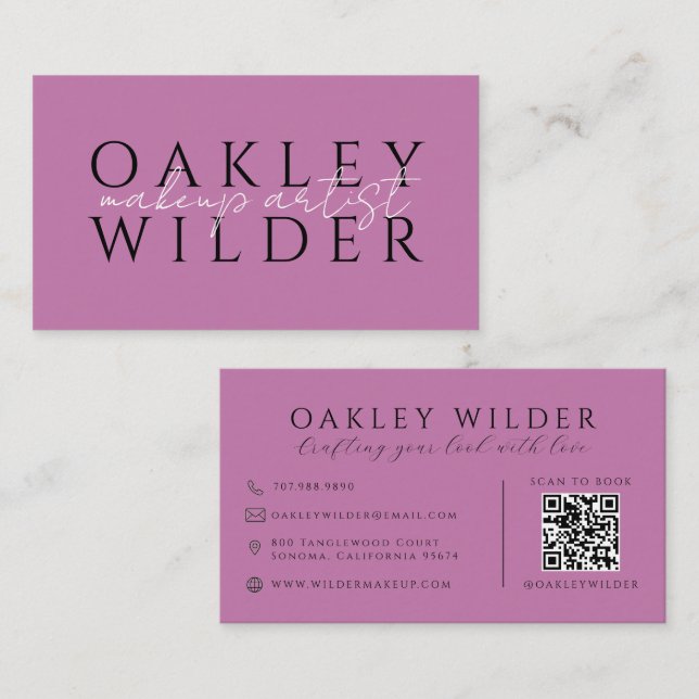 Carte De Visite Code QR Maquilleuse Lilas (Devant / Derrière)