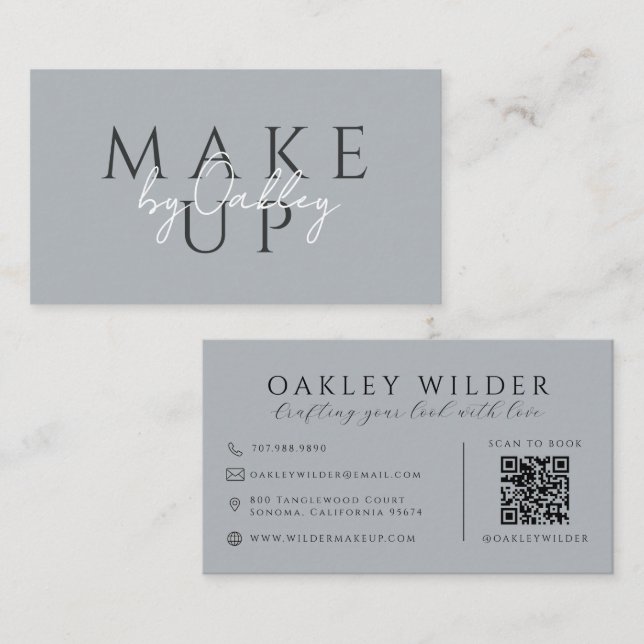 Carte De Visite Code QR Maquilleuse Neutre (Devant / Derrière)