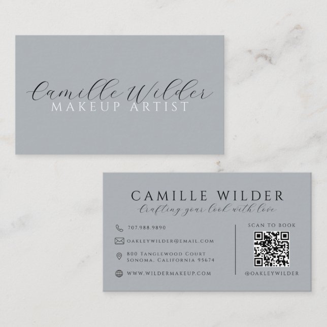 Carte De Visite Code QR Maquilleuse Neutre (Devant / Derrière)