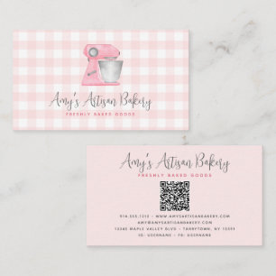Carte De Visite Code QR mélangeur de boulangerie rose Blush motif