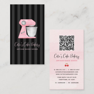 Carte De Visite Code QR Mélangeuse de Boulangerie Rose Pâle sur Ra