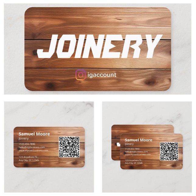 Carte De Visite Code QR Menuiserie Ebénisterie (QR Code Woodworking Joinery Business Card
)