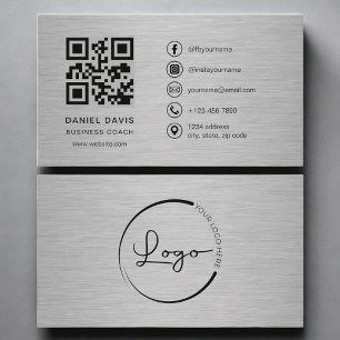 Carte De Visite Code QR Métal Coach d'Entreprise