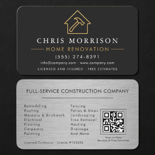 Carte De Visite Code QR Métal pour Rénovation de Maison