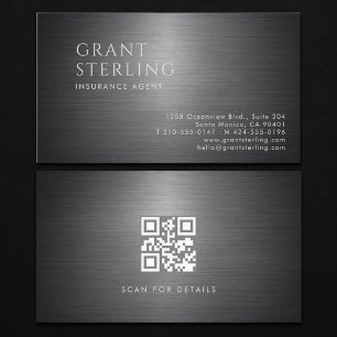 Carte De Visite Code QR métallique pour agent d'assurance