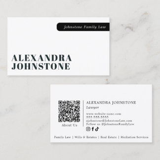 Carte De Visite Code QR minimal élégant noir blanc Professionnel