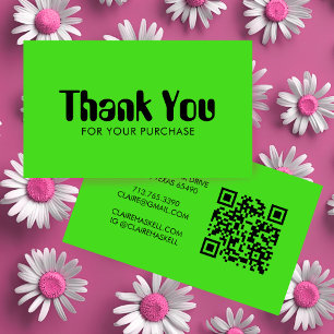 Carte De Visite Code QR minimal pour le Merci de commande en gras 