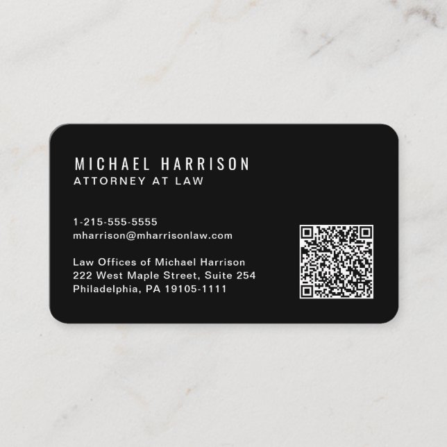 Carte De Visite Code QR minimal Professionnel Noir (Devant)