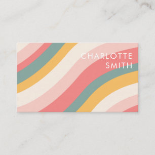 Carte De Visite Code QR minimaliste des ondes de couleur