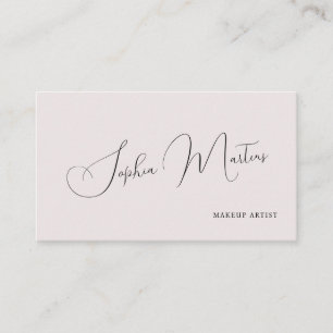 Carte De Visite Code QR minimaliste élégant nom écriture rose