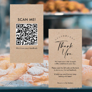 Carte De Visite Code QR Minimaliste Kraft pour laisser un avis