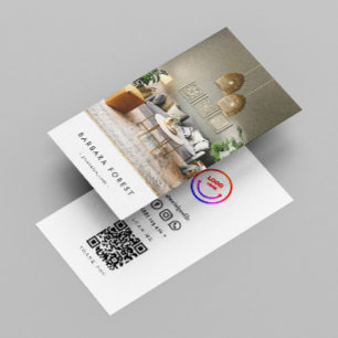Carte De Visite Code Qr minimaliste moderne concepteur d'intérieur