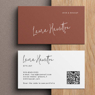 Carte De Visite Code QR minimaliste moderne en terracotta