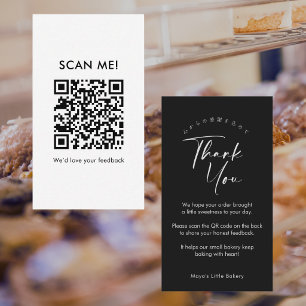 Carte De Visite Code QR Minimaliste Noir Laissez un Avis Script