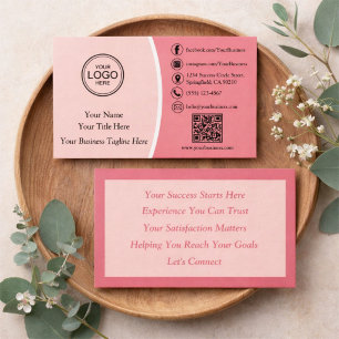 Carte De Visite Code QR minimaliste rose moderne personnalisé