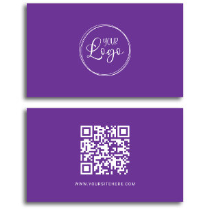 Carte De Visite Code QR minimaliste Royal violet et blanc