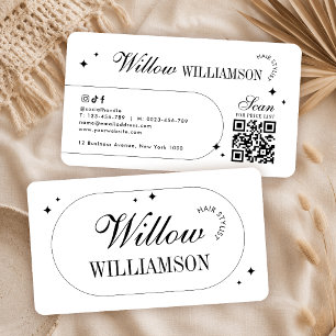 Carte De Visite Code QR minimaliste vintage calligraphie moderne