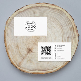 Carte De Visite Code QR moderne avec logo personnalisé et icônes d