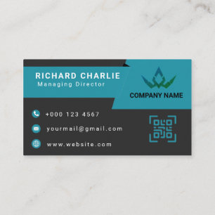 Carte De Visite Code QR Moderne de Marketing Numérique Sarcelle et