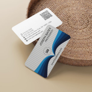 Carte De Visite Code QR moderne Elegant Professional Blue Wave