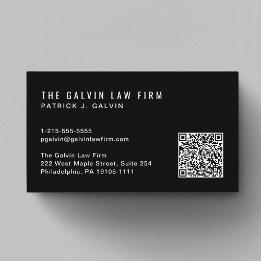 Carte De Visite Code QR moderne Entreprise Employé Noir