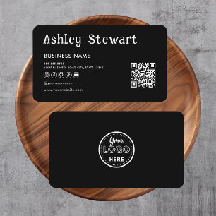 Carte De Visite Code Qr moderne Facebook Instagram Logo Black