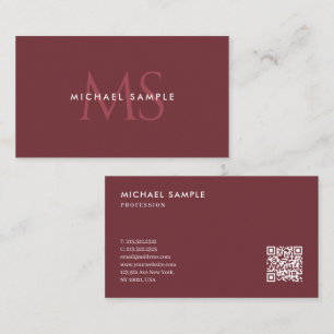 Carte De Visite Code QR moderne Monogramme Élégant Vin Professionn