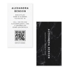 Code QR moderne noir et Marbre blanc