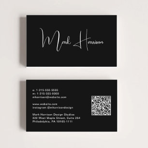 Carte De Visite Code QR Moderne Professionnel Noir