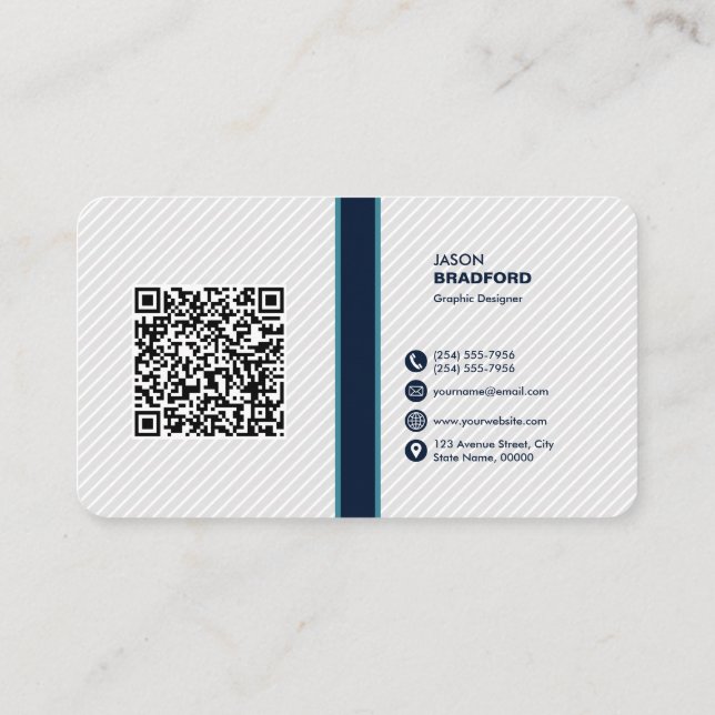 Carte De Visite Code QR moderne professionnel personnalisé Bu pers (Dos)